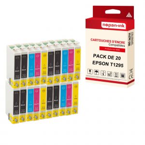 NOPAN-INK - x20 Cartouches compatibles pour EPSON T1295 XL T1295Xl (Pomme) compatibles EPSON Epson Stylus Office BX 305 F BX 305 FW BX 525 WD Stylus - Neuf