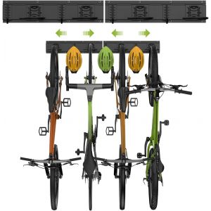 Ulteronixshop-Support Mural De Rangement Pour V&eacute;los 32"", Crochet Mural De Fixation Robustes Pour Garage Pour 4 V&eacute;los + 3 Casques, Cintres De V&eacute;lo En Acier Massif Range-V&eacute;los Jusqu'&agrave; 300 Lbs - Noir - Neuf