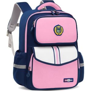 CHECARZHN--NO1-Cartable Fille Primaire Cp Ce1 Ce2 Cm1, 22 Litres Sac A Dos Fille Ergonomique Pour L'École Primaire, Sac À Dos Enfants En Tissu Oxford Imperméable, Bleu Marine Rose - Neuf
