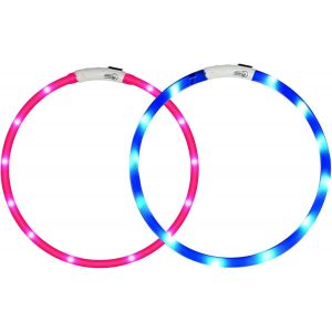 Chenquansarl-Lot De 2collier Chien Lumineux ¿Collier De Chien Led Rechargeable Usb Avec 3 Modes D'éclairage Clignotant¿Étanche¿Collier De Nuit En Silicone Souple Peut Couper N'importe Quelle Taille-B - Neuf