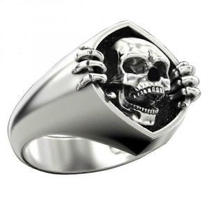 Bague Tête De Mort Exagérée Gothique Rétro Punk Crâne Hommes Anneaux En Acier Inoxydable Vintage Steampunk Hiphop Biker - Neuf