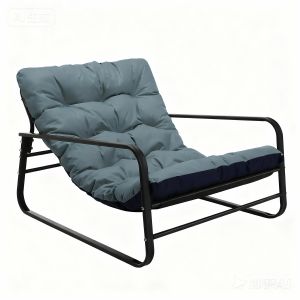 Chaise De Jardin Double Homemiyn - Confort R&eacute;versible Bleu Marine Et Bleu Clair, Imperm&eacute;able, Charge 160kg - Neuf