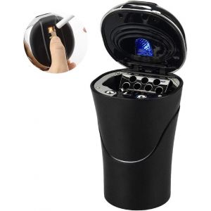 Cendrier de voiture portable avec allume-cigare et lumière LED, chargement USB, détachable automatiquement, sans fumée, avec couvercle - Neuf