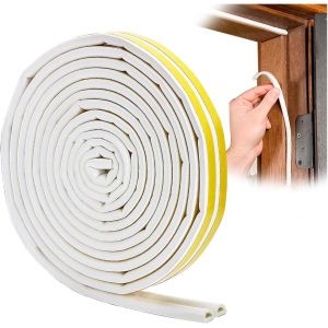 Bande d'étanchéité blanche de 6 mètres, profilé en D, pour portes et fenêtres, forte adhérence, isolation phonique et protection contre les intempéries - Neuf
