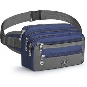 RFCBC-Sacoche Banane Homme Sac Banane Femme avec 7 Poches Zippées et Sangle Réglable Grande Capacité Sac Banane pour Le Jogging Randonnée Camping Cyclisme, Bleu - Neuf