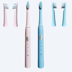 Brosse &Agrave; Dents &Eacute;lectrique Sonique Rechargeable Par Usb, Portable, Pour Un Nettoyage Dentaire Optimal, Id&eacute;ale Pour Les Voyages Et La Maison, Rose Et Bleue, 6 H - Neuf