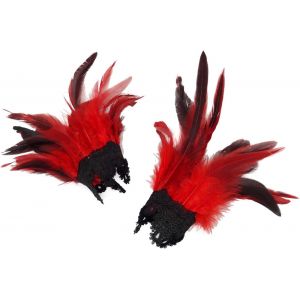 Eryi-Femmes Gothique Bracelet En Plumes Brassard Manchette Gant Accessoire Cosplay Halloween Lot De 2 (Rouge) - Neuf