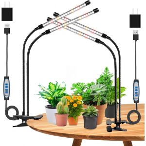 Kalanka-Wolezek Lampe De Plante 2 Pack, Spectre Complet Led Pour Plants Intérieur, Croissance Avec Auto Minuterie 6/12/16h, 10 Luminosités, 3 Modes, 6000k - Neuf