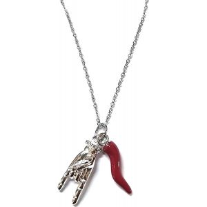 Collier Femme Homme Avec Pendentif Corne Porte-Bonheur Et Cornes En Acier Couleur Argent Personnalis&eacute; Coffret Cadeau Inclus Livraison Gratuite, Acier Alli&eacute;, Argent - Neuf