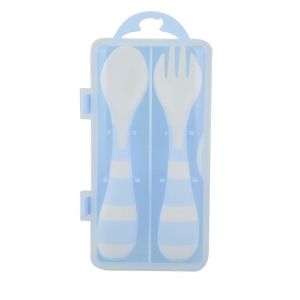 Ensemble De Cuilleres Et Fourchettes Antiderapantes En Pp Durable Pour La Vaisselle Des Bebes Et Des Enfants (Bleu) - Neuf