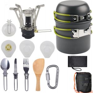 Eryi-Camping,Casserole Camping,Gamelle Camping,Couverts Camping,Cuisinière Portable De Randonnée,Set De Casseroles Et Poêles Pour Camping En Acier Inoxydable,1-2 Personnes Cuisine En Plein Air Et Piq - Neuf