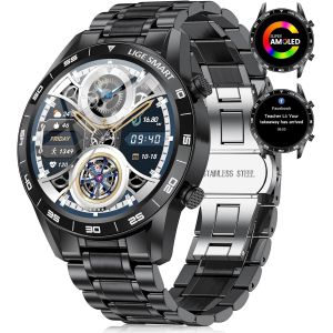 1,43'' Amoled Montre Connectée Homme, Montre Connectée Avec Appel Bluetooth Assistant Vocal,109 Modes Sportifs,400amh, Spo2, Calorie, Etanche Smartwatch Sport - Neuf