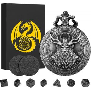 Chenquansarl-Lot De Mini Dés Dnd Avec Coquille De Montre De Poche Druides, 7 Pièces Dés, Jeu De Dés D&d En Métal Polyédrique, Cadeaux Dnd Avec Boîte Cadeau, Accessoires De Jeux De Société De Rôle, Ar - Neuf