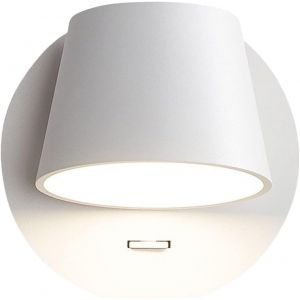 Subzonal-Applique Murale Led Rotation Non Illimit&eacute;e 350&deg; Avec Interrupteur, Lampe Liseuse Murale Blanche Chaude 6w, Lampes De Lecture Murales, Applique Art Deco Pour Chambre Chevet (Blanc) - Neuf