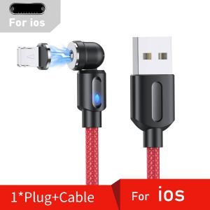 540 rotation magnétique câble de charge rapide aimant chargeur Micro USB Type C câble téléphone portable fil cordon pour iPhone 11 0.5m-Red for ios - Neuf