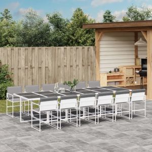 Prolenta Premium - Ensemble &Agrave; Manger De Jardin Avec Coussins 13pcs Blanc Textil&egrave;ne - Neuf