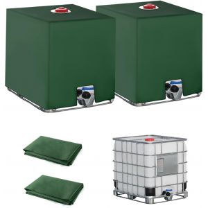 NouvelHorizonstore-2PC Bache pour Cuve IBC, 1000L Couvercle Housse de Protection Cuve, B&acirc;che Recuperateur d eau de Pluie, Anti-UV Anti-Poussi&egrave;re Bache de Reservoir d'eau, 116 x 100 x 120 cm (Vert) - Neuf