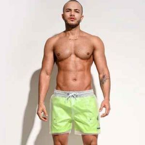 Desmiit Imperméable Boardshorts Hommes Plage Conseil Shorts De Bain Hommes Maillot De Bain Transparent Surf Court Maillot De Bain Vêtements De Sport-M Waist 70-76cm-Neon Jaune - Neuf