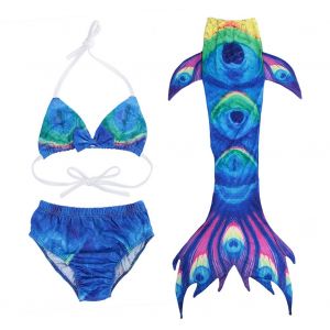 Maillot De Bain 3 Pieces Pour Filles, Haut Et Culotte, Queue De Poisson, Costume De Bain Pour Enfants (140) - Neuf