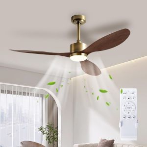 CHECARZHN--NO1-Ventilateur Plafond Avec Lumiere Avec Télécommande, 132Cm Bronze Ventilateur Plafond, 3 Types D'Éclairage, 6 Vitesses, Horaire Ventilateur Silencieux, Convient Pour La Chambre Et Le Sa - Neuf
