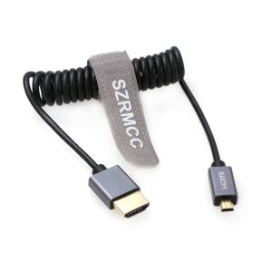 ERYI-8K 2.1 Micro Hdmi Vers Hdmi Câble Spiralé Haute Vitesse Pour Go-Pro Hero 3/4 Canon Eos M5 Sony A6000 A7Iii Rx10 Nikon B500 Z6 Raspberry Pi 4 Atomos Ninja 2 Monitor - Neuf