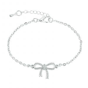 Bracelet Pour Femme, Jonc Ajustable, Bijou Avec N?ud Blanc, Cadeau Id&eacute;al Pour Un Anniversaire, No&euml;l Ou Thanksgiving. - Neuf