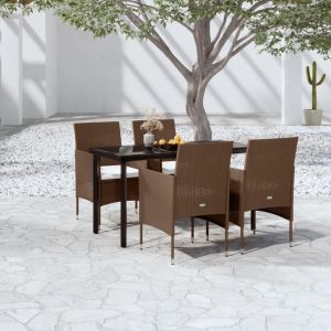 Prolenta Premium - Ensemble &Agrave; Manger De Jardin Coussins 5 Pcs Marron/Noir - Neuf