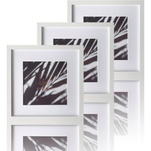 Fchhk-Lot De 3 Cadres Photo, 30 X 30 Cm, Carrés, En Bois Mdf, Avec Passe-Partout, 20 X 20 Cm, Blancs - Neuf