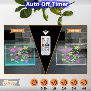 Kalanka-Tableau &Agrave; Message Lumineux Led En Acrylique - Veilleuse Usb Effa&ccedil;able &Agrave; Sec - Tableau Blanc Avec Support - 30 &times; 20 Cm - 7 Couleurs Changeantes Avec T&eacute;l&eacute;commande - Intensit&eacute; Variable - Fermetu - Neuf