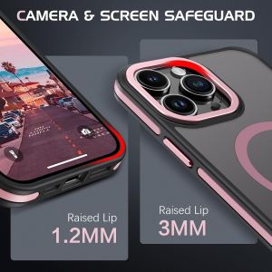 Senior-Iphone 14 Pro Coque Magn&eacute;tique, Coque Iphone 14 Pro Translucide Compatible Avec Magsafe, Etui Mate Antid&eacute;rapante Antichoc Housse T&eacute;l&eacute;phone Fin, Rose[L2301] - Neuf