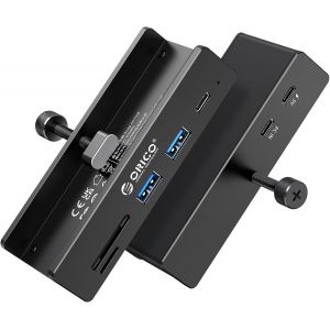 JGD-Hub USB 3.2, Hubs USB en Aluminium &agrave; Pince avec Port d'alimentation 5V, R&eacute;partiteur USB 3 Ports 10 Gbit/s, SD/TF 3.0, Hub USB 3.2 avec C&acirc;ble 100 cm (C vers A/C) pour Moniteurs et Bureaux - Neuf