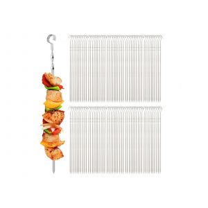 100 brochettes de barbecue en acier inoxydable de 30 cm pour grillades - Neuf
