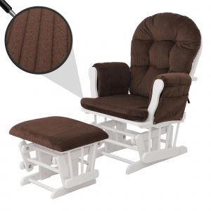Fauteuil relax HWC-C76, fauteuil &agrave; bascule Fauteuil oscillant avec pouf Tissu Velours 320g/m&sup2; &Ouml;ko-Texmarron B&acirc;ti blanc - Neuf