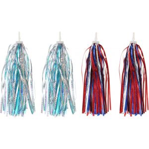 Kal-Guirlandes De Vélo, 2 Ensembles De Rubans De Poignée De Guidon De Scooter Colorés Pour Filles, Accessoires De Décoration Pour Vélo Tricycle, Argent/Rouge Blanc Bleu - Neuf