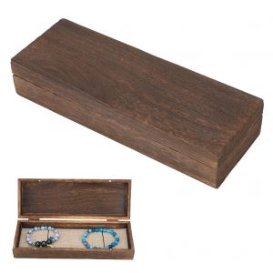 Boite de rangement de style retro, boite de rangement carree haut de gamme pour bijoux, coffre cire a usages multiples, boite rectangulaire (couvercle a rabat) : 25 x 9 x 5 cm - Neuf