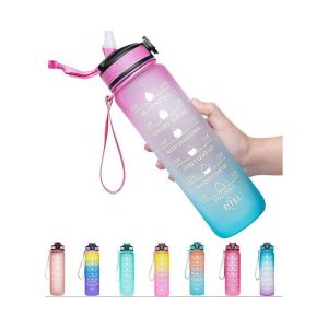 Bouteille D'eau De Sport Motivante De 1 L Avec Paille ¿ Grande Capacité, Étanche, Sans Bpa, Idéale Pour Le Fitness Et L'hydratation Quotidienne - Neuf