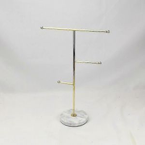 Ventes Promotionnelles M&eacute;tal T-Bar Collier Pr&eacute;sentoir Boucles D'oreilles Porte-Boucles D'oreilles Pour La Maison,Porte-Pendentifs Suspendu Avec Motif De Marbre Plateau Rond Pour Bracelets Bagues - Neuf