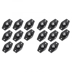 16 pièces roulettes autocollantes mini roues pivotantes rotation à 360 degrés poulie collante avec roulements à billes (noir) - Neuf