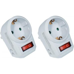 2 prises interm&eacute;diaires avec interrupteur avec s&eacute;curit&eacute; enfant Blanc (&eacute;conomise de l'&eacute;nergie et prot&egrave;ge l'environnement) - Neuf