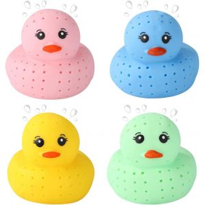 KAL-4Pcs Canard Pressez Les Boule Eau, Multicolores Caoutchouc Jouet De Piscine Canard Doux Jouet De Bain Flottant Pour Les Enfants Piscine Plage D'Été Remplissage Sacs Cadeaux - Neuf