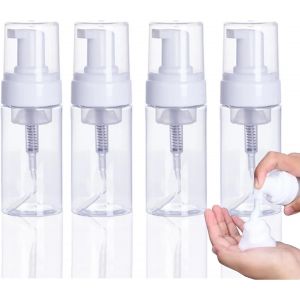 4 Dispenseurs &agrave; Pompe Plastique Transparent 50ml-Flacons Voyage Liquide pour Famille et Voyages d'Affaires - Neuf
