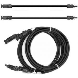 Solar Connection Cable 1 m 6 mm²,Black,with Two-Sided Plug,for PV Solar Panels,Made in Germany (6 mm² 1 m) - Neuf