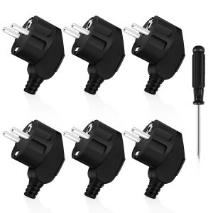 Prise Electrique Male Fiche Electrique Male 250v 16a Prise Male Etanche Exterieur + 1 Tournevis Convient Aux Appareils Electrom&eacute;nagers Aux Luminaires Prises 6 Pi&egrave;ces (Noir) - Neuf