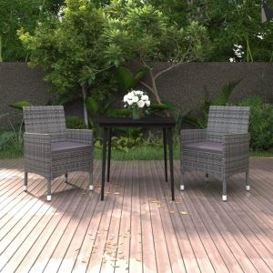 Prolenta Premium - Ensemble &Agrave; Manger De Jardin Coussins 3 Pcs R&eacute;sine Tress&eacute;e Verre - Neuf