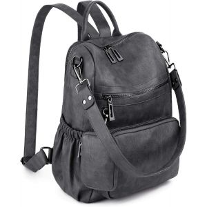 CAUC-Femme Sac port&eacute; Dos Anti-Vol Sac &agrave; Main port&eacute; &eacute;paule Glands Multi Compartiment PU Cuir lav&eacute; - Neuf