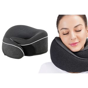 Oreiller de voyage en mousse &agrave; m&eacute;moire de forme en forme de U avec sangle ajustable et housse lavable - Gris fonc&eacute; - Neuf