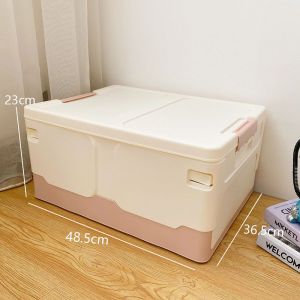 Hjlian Boite De Rangement Pliable En Plastique, Multifonction, Pour Bureau, Livres, Decoration D'interieur, Pour Dortoir, Xl, Rose, 48,5 X 36,5 X 23 Cm - Neuf