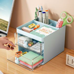 Ice Blue - Organiseur De Maquillage À 2 Tiroirs - Rangement Pour Plastiques Et Cosmétiques - Cosmétiques, Vernis, Etc. - Boîte À Tiroirs Au Design Empilable Pour Salle De Bain Ou Bureau-Générique - Neuf