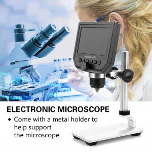 Microscope electronique numerique USB de laboratoire 110-240 V 1-600x 3,6 MP avec ecran OLED HD 4,3"" (prise americaine) - Neuf