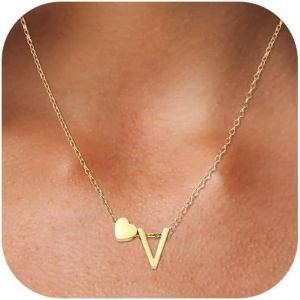 Kal-Collier Coeur Avec Lettre Collier Prenom Personnalisé Chaîne Coeur Avec Initiales A-Z Nom Collier 316l Acier Inoxydable Collier Lettre Pendentif Cadeaux Bijoux Pour Femmes Filles 45+5cm - Neuf